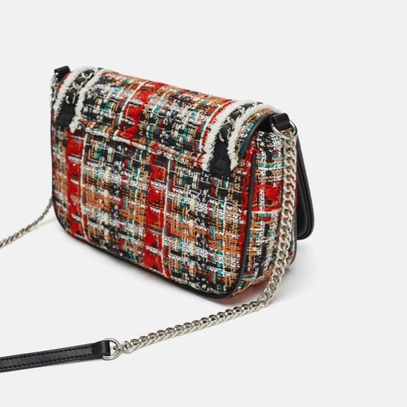 • Zara • Tweed Crossbody Bag with Chain - Picture 5 of 7